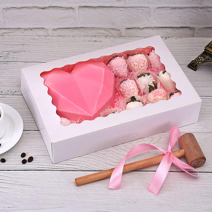 Tcoivs 20-Pack Bakery Boxes with Window, 12" x 8" x 2.5", Large White Cookie Boxes, Auto-Popup Treat Boxes for Pies, Cakes, Muffins, Donuts and Pastries