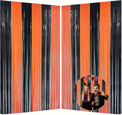 Iridescent Party Decorations Fringe Backdrop, Sparkling Holographic Foil Fringe Tinsel Curtains for Frozen Mermaid Birthday Party Decor - 3.28x6.56ft 2 Packs