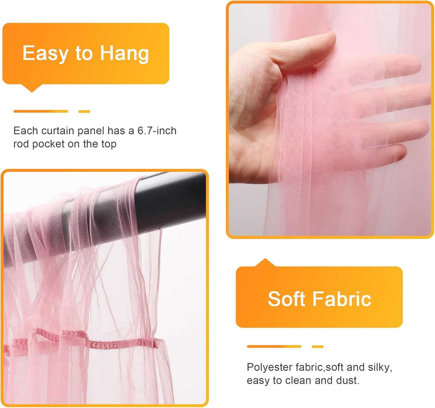 Fomcet Tulle Backdrop Curtains with Lights String White 10FT X 8FT Sheer Curtain with Lights Tulle Curtains Backdrop for Wedding Birthday Party Baby Shower Photo Shoot (2 Panels 5x8FT)