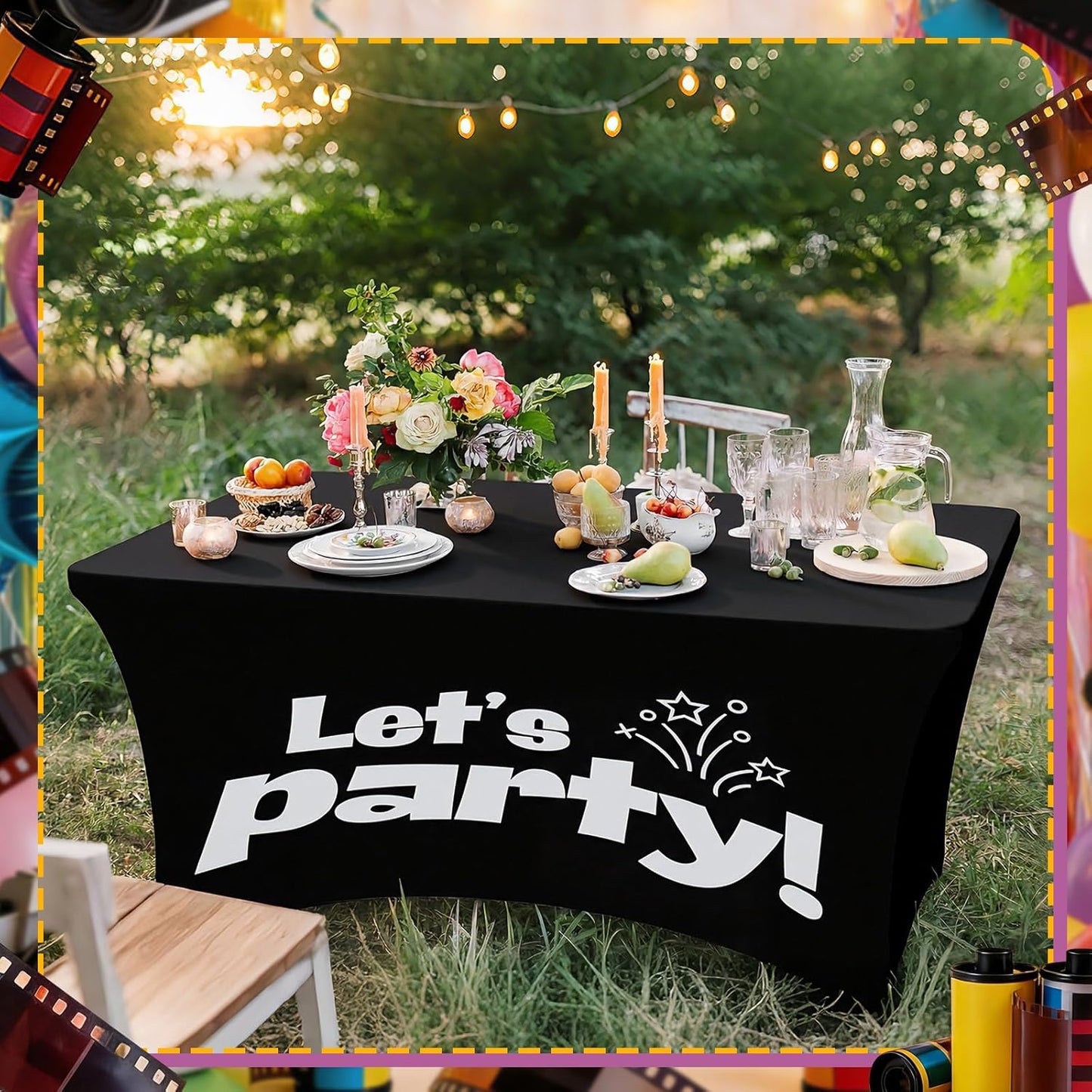 Gilprop Photo Booth Table Cloth Photo Booth Props Accessories Rectangle Tight Table Background for Indoor Outdoor Party Photography Decoration Graduation Wedding Birthday Bachelorette(Stylish,4ft)