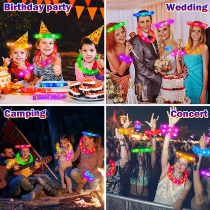 Glow Sticks Party Favors Supplies for Toddlers 18 PCS, Camping Essentials Toys Gifts for Kids, Light up Pop Tubes Necklace ＆ Bracelet Accessories, Treats Non Candy for Graduation, Birthday, Wedding