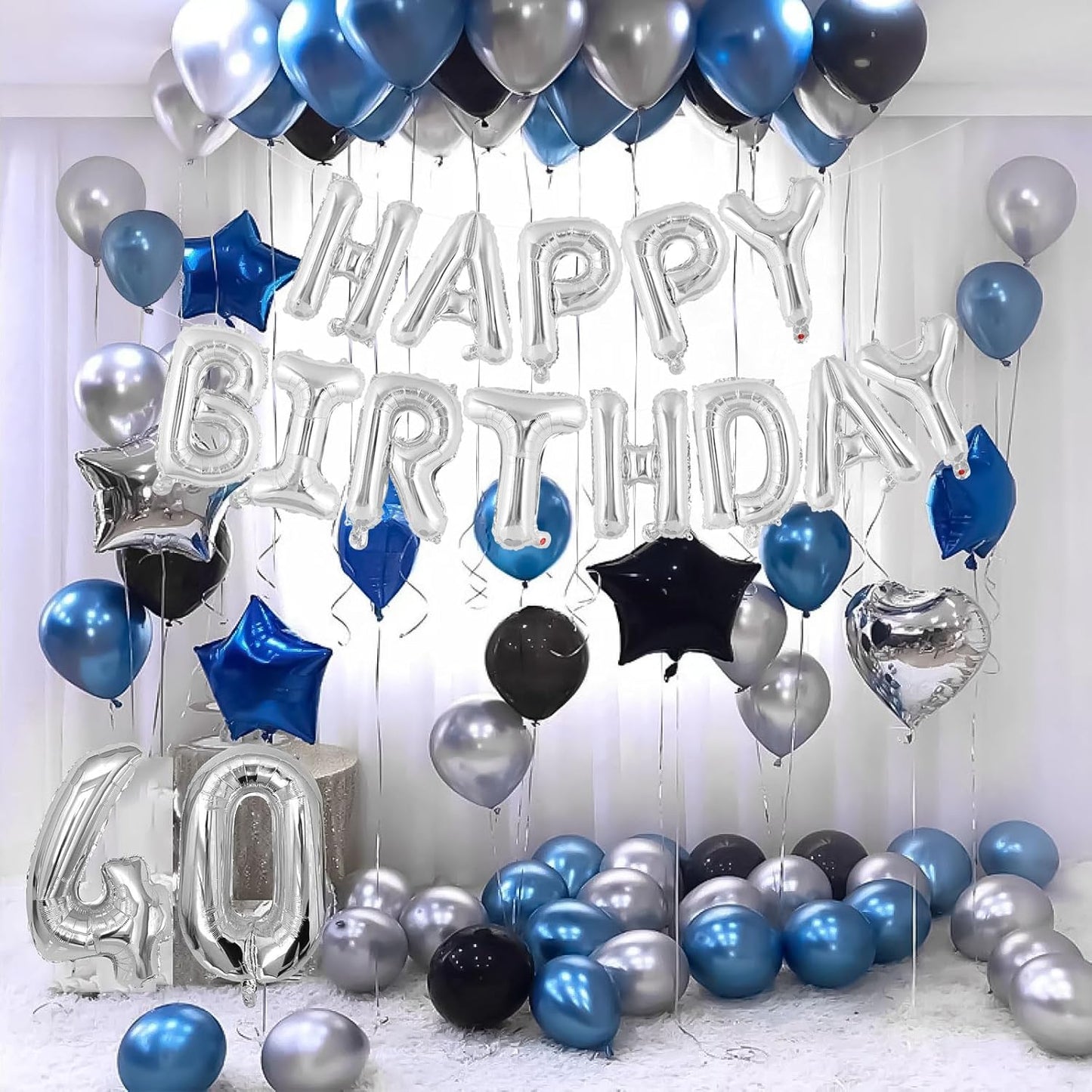 Happy Birthday Balloons Banner, Foil Balloon Personalized Name Letters Balloons Sign Birthday Party Decorations for Women Men Boys Girls Cream