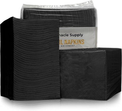 500 Pack Cocktail Napkins Paper - Quality 3-Ply Black Beverage Napkins - Restaurant, Event, Bar Napkins - Perfect Size Dessert Napkins - Party Napkins Bulk - Elegant Wedding Napkins Disposable
