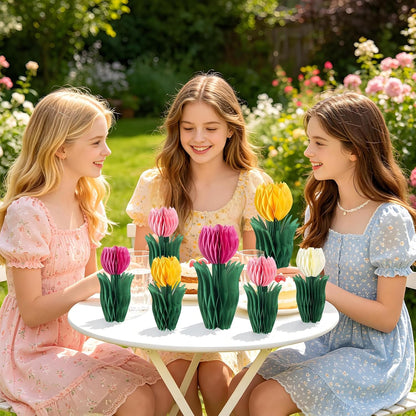 SUNBEAUTY 9PCS Spring Wildflower Party Decorations Wild Flowers Honeycomb Centerpieces for Tables Wildflower Birthday Spring Flower Theme Party Decorations for Garden Baby Shower, Easter, Mothers Day