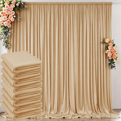 10 ft x 10 ft Wrinkle Free White Backdrop Curtains for Wedding Parties, Polyester Photography Backdrop Drapes for Birthday Parties Stage Backdrop Stand, 2 Panels 5x10FT Background Curtains
