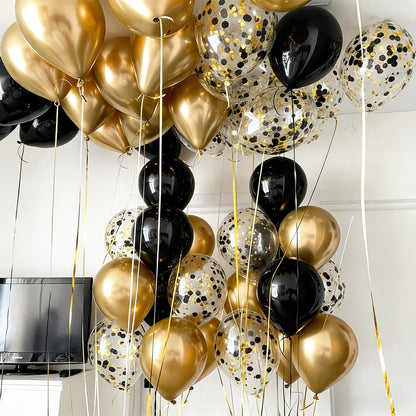 Silver Confetti Balloons 12 inch, Clear Latex Balloon 50pcs Party Balloons for Wedding Bridal Shower Engagement Graduation Birthday Party Decorations