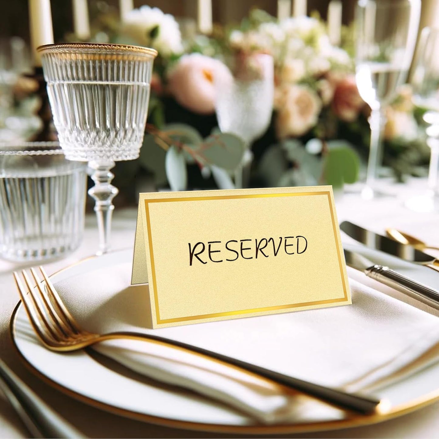 100 Pack Gold Table Cards Place Cards Name Cards for Table Setting, 250g Pearled Table Tents Name Tents, Avery Place Cards for Wedding, Meeting, Party, Reserved Seating Sign (Gold)