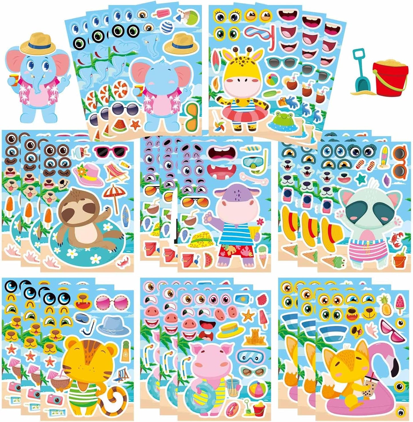24 PCS Fairy Stickers for Kids, Make a Face Sticker with 8 Unique Designs Fairy, Frog, Mushroom, Make Your Own Stickers for Girls Birthday Party Favors, Goodie Bags, DIY Crafts