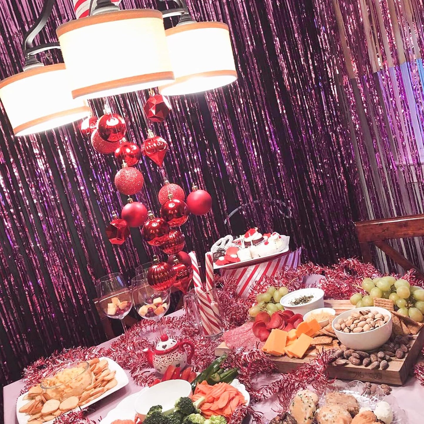 PartyWoo Silver Streamers 3pcs Tinsel Backdrop 8.2FT Metallic Tinsel Foil Fringe Streamer Curtains Party Photo Booth Backdrop for Graduation Baby Shower Bachelorette Wedding Disco Party Decorations