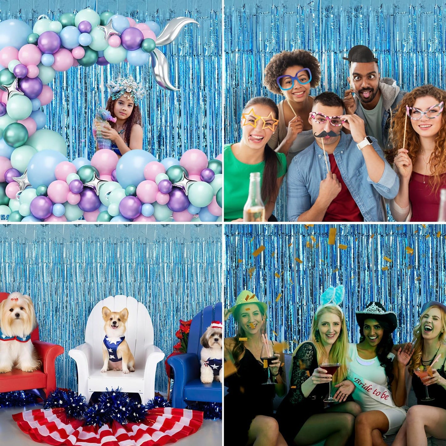 2 Pack Foil Curtain Backdrop Curtains Silver Tinsel Door Streamers Birthday Party Decorations Photo Booth Props for Disco Party Graduation Wedding Baby Shower Bachelorette Christmas Gender Reveal