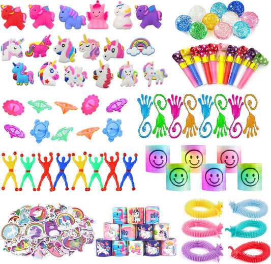 BANBALLON Unicorn Party Favor Goodie Rainbow Elastic Ball Bracelets Stickers Gifts Pinata Filler Bulk Toys for Unicorn Party Girl Kid Birthday Party Stuffers Supplies (Style 01)