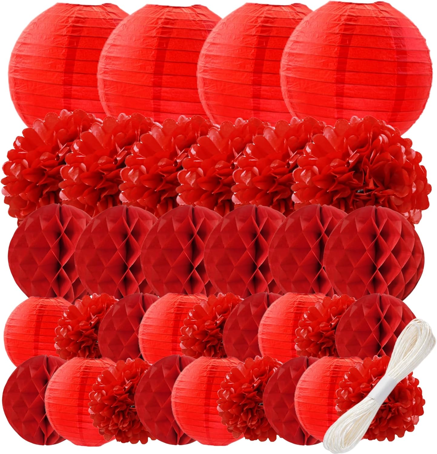 WOLHOWLTD Mermaid Theme Paper Decoration Set - 33 Pcs Paper Lanterns, Pompoms, Honeycomb Decorations for Mermaid Theme, Baby Shower,Wedding Rainbow Birthday Party Home Decoration(Pink Blue Purple)
