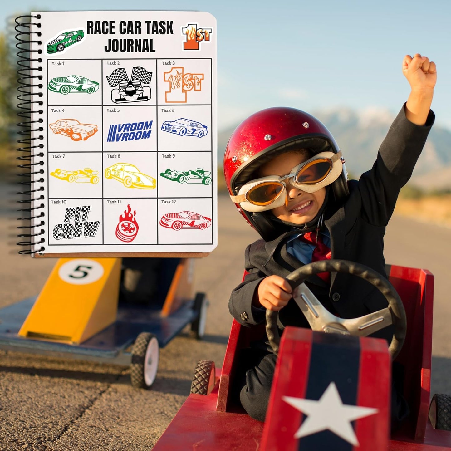 36PCS Race Car Party Favors for Kids - 24 Temporary Tattoos & 12 Stamps - Checkered Flag Themed Birthday Decorations, Goodie Bag Stuffers & Classroom Rewards for Boys