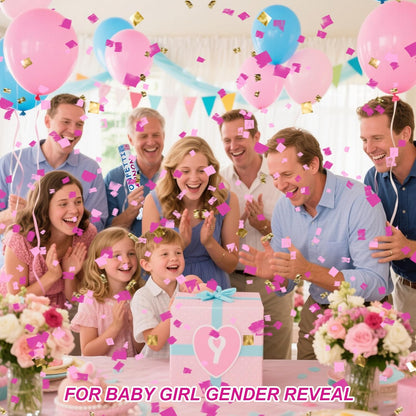 4 Pack Gender Reveal Confetti Cannon, 12 in Blue Rectangle Shaped Paper Party Poppers Cannons, Confetti Poppers For Baby Boy Gender Reveal Baby Showers (Rectangle, Blue)