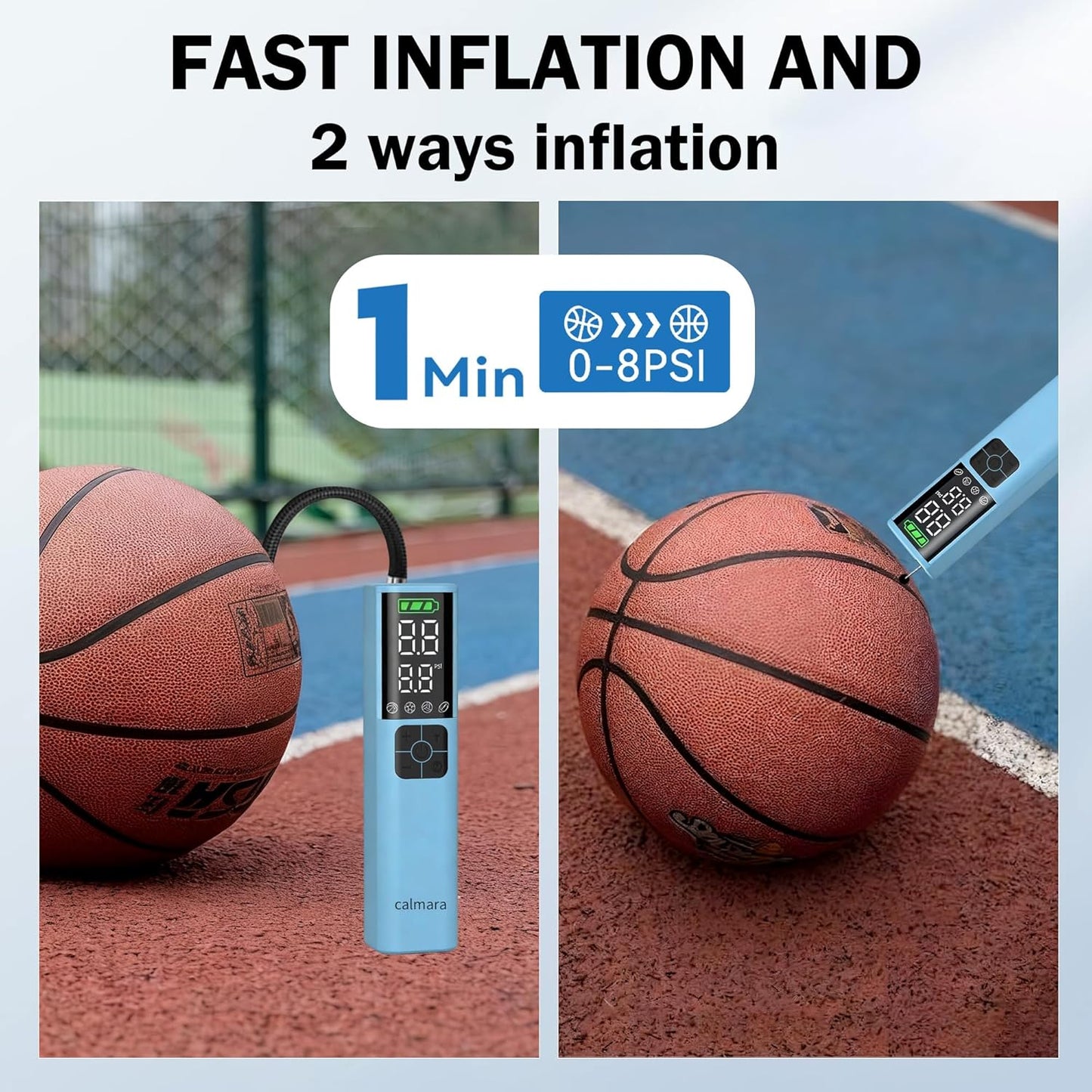 Z10 Electric Ball Pump for Sport Ball,2000mAh 15 PSI Portable Automatic Air Pump Fast Ball Inflator with 2 Needles,Precise Pressure Gauge for Basketball Football Volleyball Soccer