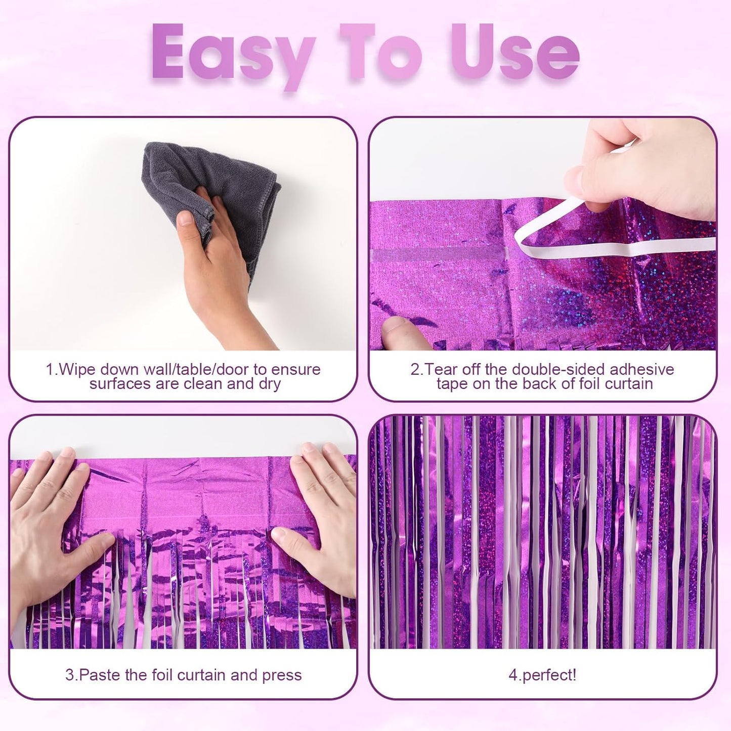 Voircoloria 3 Pack 3.3x8.2 Feet Gold Foil Fringe Backdrop Curtains, Tinsel Streamers, Fringe Backdrop for 2025 New Years Eve, Graduation, Birthday, Baby Shower, Gender Reveal, Disco Party - Colors A