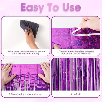 Voircoloria 3 Pack 3.3x8.2 Feet Gold Foil Fringe Backdrop Curtains, Tinsel Streamers, Fringe Backdrop for 2025 New Years Eve, Graduation, Birthday, Baby Shower, Gender Reveal, Disco Party - Colors A