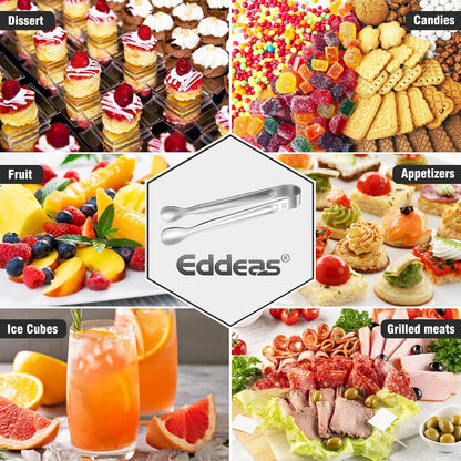 EDDEAS 12 PCS Small Serving Tongs, 4.3" Mini Gold Tongs, Gold Kitchen Tongs for Serving Food, Coffee Bar, Tea Party, Desserts Party and Ice Bucket