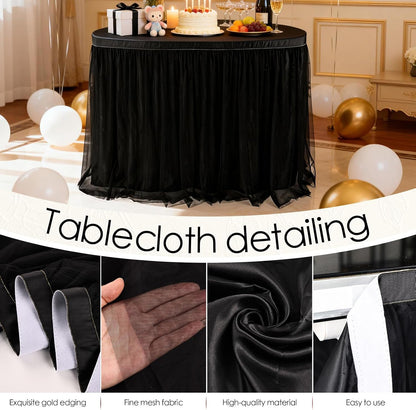 THARAHT Tulle Table Skirt 6FT 180CM Long for Rectangle Tables Round Tables Ruffle Desk Skirt for Princess Girls Birthday Party Cake Dessert Decorations Table Skirt