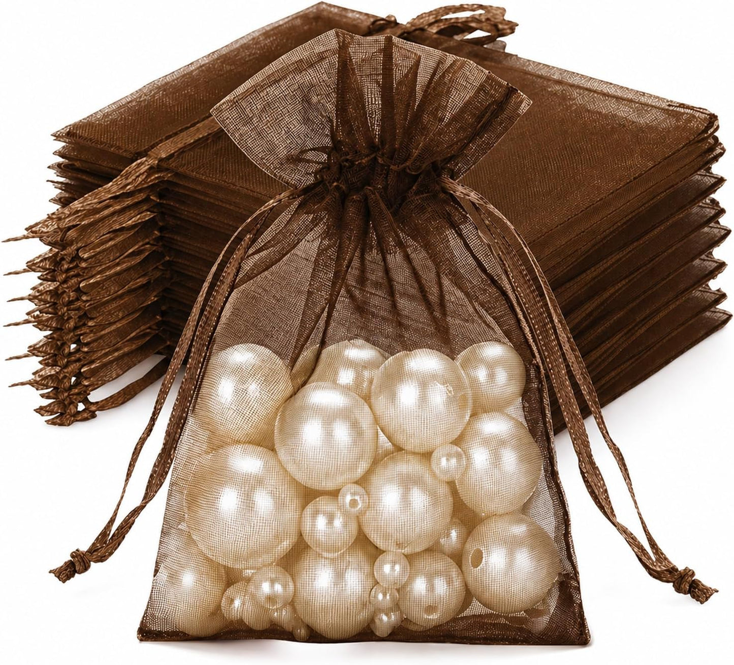 joycraft 50Pcs Organza Bags, 2x3 inch Gift Favor Bags, White Wedding Favor Bags, Jewelry Pouches with Drawstring, Mesh Bags Drawstring for Jewelry, Festival, Makeup, Candy, Desserts