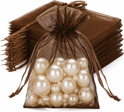 joycraft 50Pcs Organza Bags, 2x3 inch Gift Favor Bags, White Wedding Favor Bags, Jewelry Pouches with Drawstring, Mesh Bags Drawstring for Jewelry, Festival, Makeup, Candy, Desserts