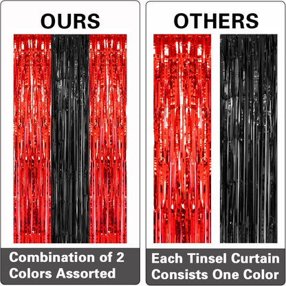2 Pack 3.2ft x 8.2ft Silver Metallic Tinsel Foil Fringe Curtains, Door Streamer Photo Booth Backdrop for Birthday Graduation Engagement Bridal Shower Bachelorette Baby Shower Party Decorations