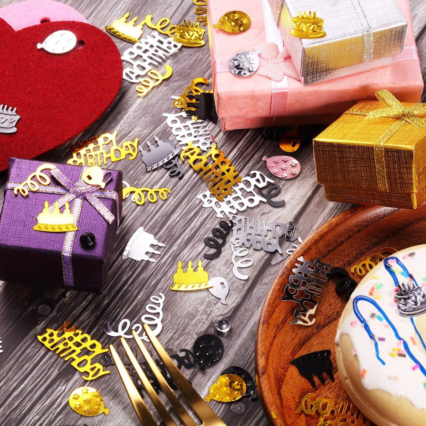 WILLBOND 3000 Pieces Happy Birthday Confetti Birthday Party Cake Confetti Metallic Foil Balloon Glitter Table Scatter Decorations for Carnival Baby Shower DIY Arts and Crafting