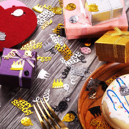 WILLBOND 3000 Pieces Happy Birthday Confetti Birthday Party Cake Confetti Metallic Foil Balloon Glitter Table Scatter Decorations for Carnival Baby Shower DIY Arts and Crafting