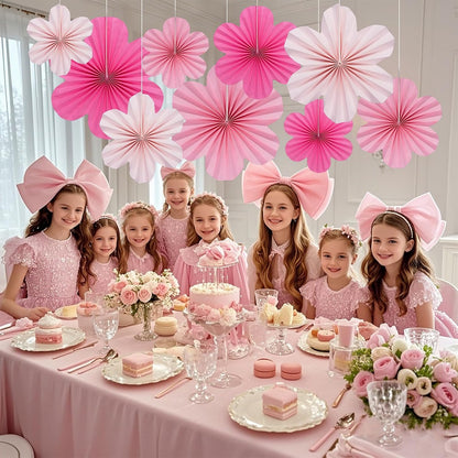 choyaxo 9pcs Paper Flower Paper Fan Floral Backdrop Flower Wall Decor for Party Wall Decorations