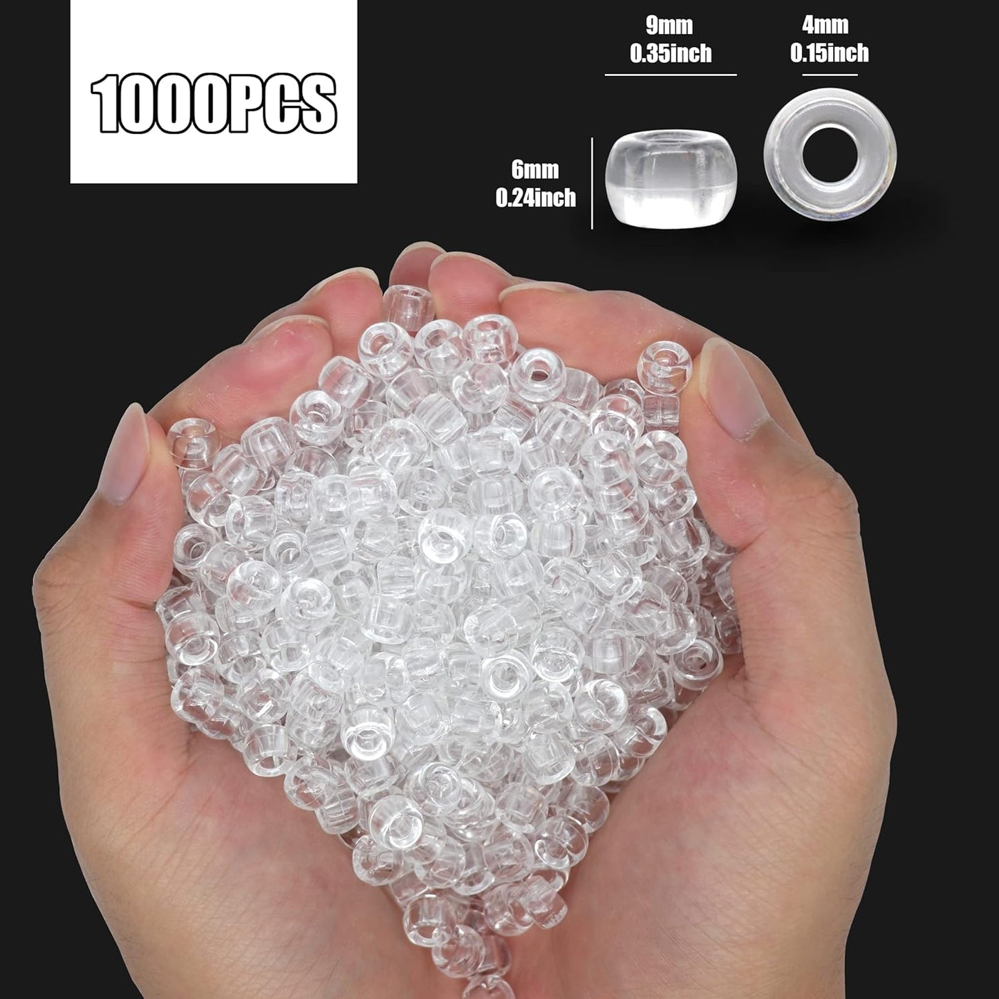 1000Pcs Glow in The Dark Pony Beads 9mm Plastic Kandi Beads Bulk for Friendship Bracelet Necklace Craft Jewelry Making Beads for Hair Braids 9 Color