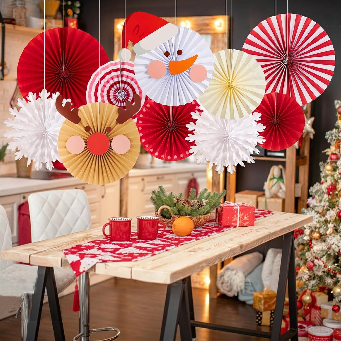 Easy Joy Paper Leaves Decorations for Wall Paper Fans Classroom Decoration Leaves Backdrop Decor Wall Decor,Set of 9