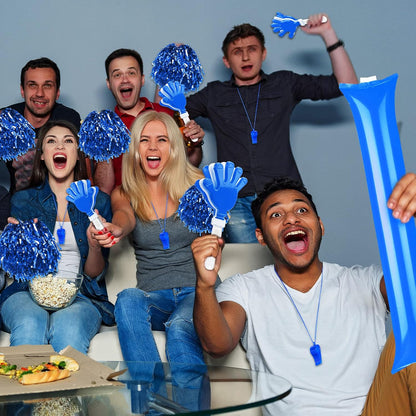 Yunsailing 96 Pcs Homecoming Noisemakers Team Spirit Accessories for Game Day Include Hand Clappers Cheerleading Pom Pom Thunder Stick Cheer Party Blower Plastic Whistle for Sport Fans(Gold)