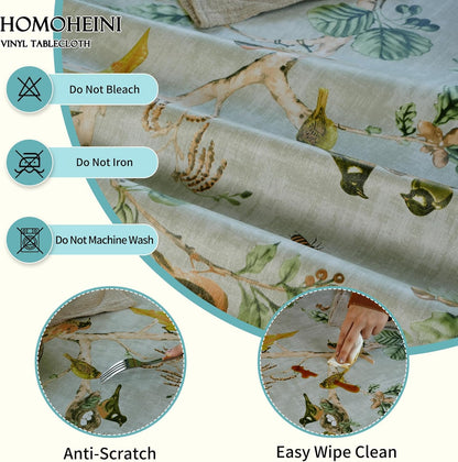 Rectangle Table Cloth,100% Waterproof Tablecloth Oil Proof Spill Proof Vinyl Table Cloth, Wipe Clean Plastic Table Cover for Dining, Camping, Indoor and Outdoor 52" x 70",Leaves