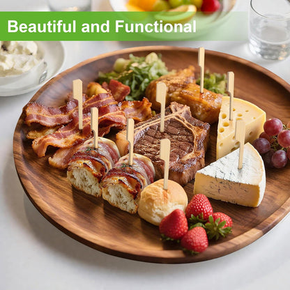 300PCS Cocktail Picks Bamboo Skewers for Appetizers, FATLODA Paddle Wooden Skewers, Fancy Flat Toothpicks for Appetizers, 4.7 IN Bamboo Sticks for Party Sandwich Fruit Charcuterie Boards Accessories