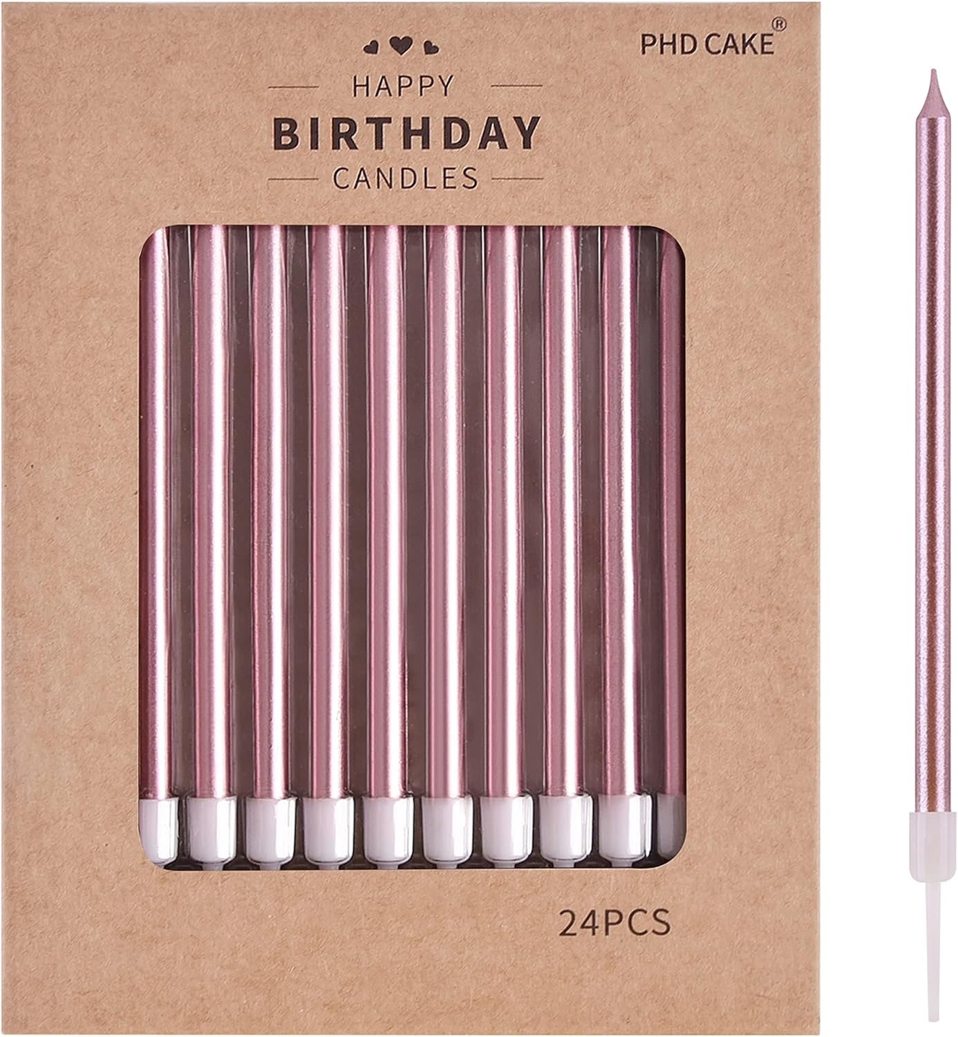 PHD CAKE Champagne Gold Long Thin Metallic Birthday Candles, Cake Candles, Birthday Parties, Wedding Decorations, Party Candles