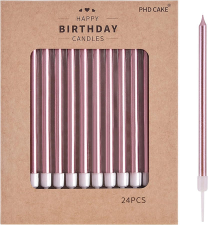 PHD CAKE Champagne Gold Long Thin Metallic Birthday Candles, Cake Candles, Birthday Parties, Wedding Decorations, Party Candles