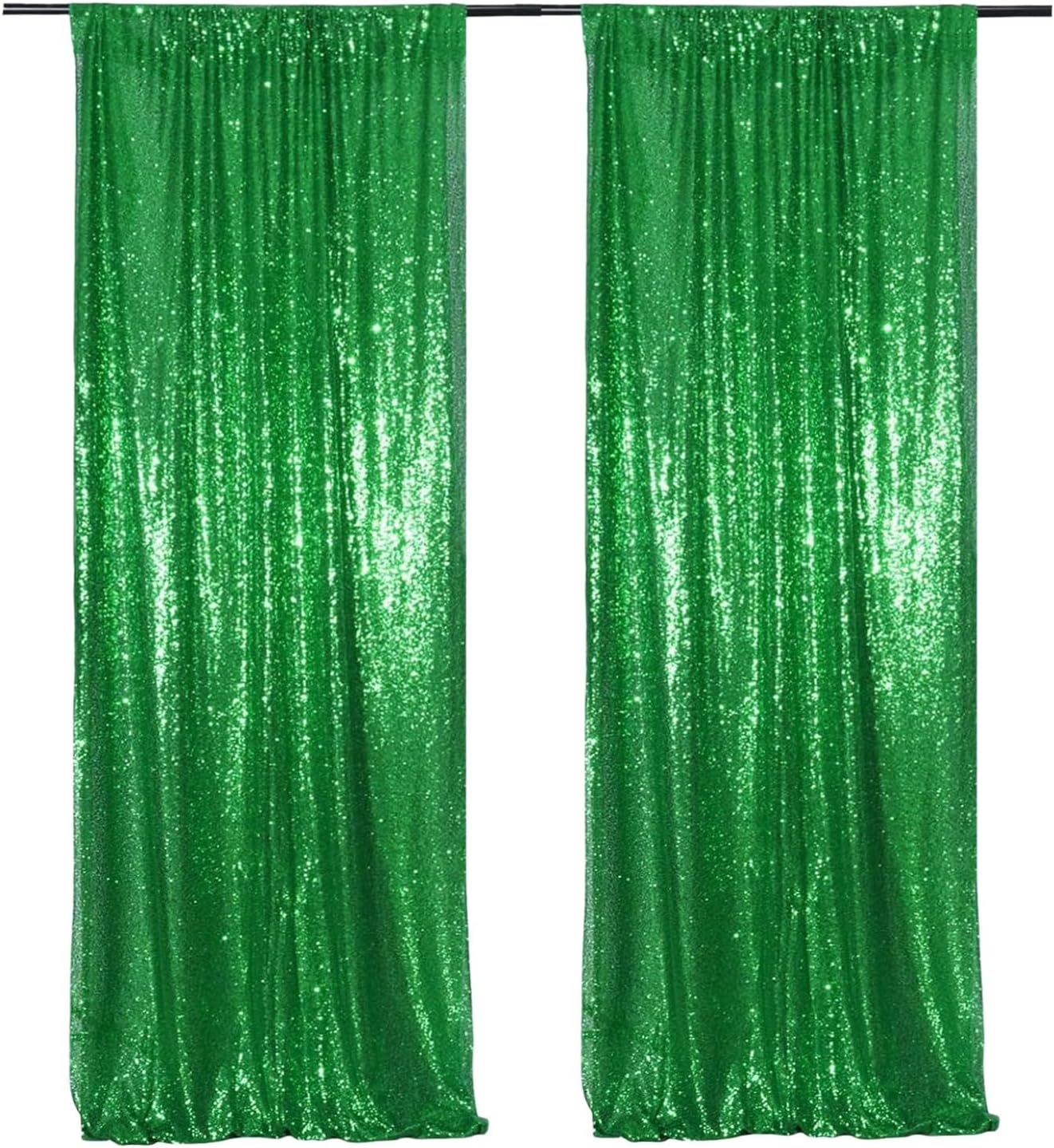 Poise3EHome Black Sequin Backdrop Curtains, 2 Panels 2FTx8FT Glitter Photo Booth Backdrop for Halloween Birthday Bachelorette Wednesday Twilight Party Decorations