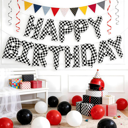 Happy Birthday Balloons Banner, Foil Balloon Personalized Name Letters Balloons Sign Birthday Party Decorations for Women Men Boys Girls Cream