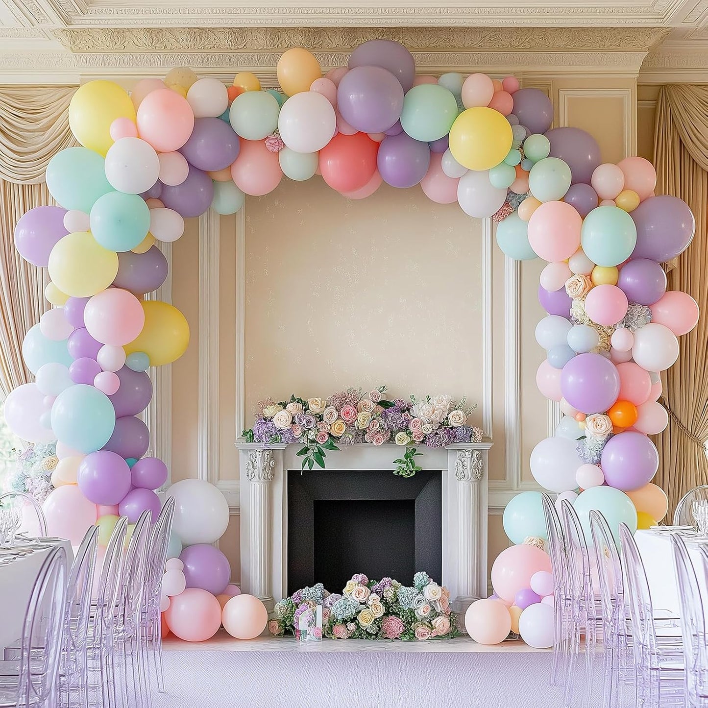 RUBFAC 87pcs Metallic Blue Silver Balloon Garland Arch Kit, 18 12 10 5 Inch Blue Silver Confetti Latex Party Balloons for Birthday Graduation Baby Shower Decoration