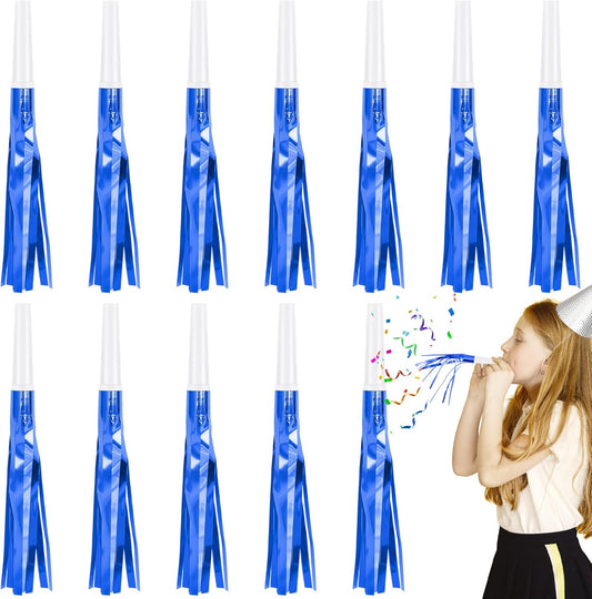 12 Pcs Glitter Noise Makers Metallic Fringed Party Blower for Adults Birthday Graduation New Years Party Favors Supplies (Colorful)