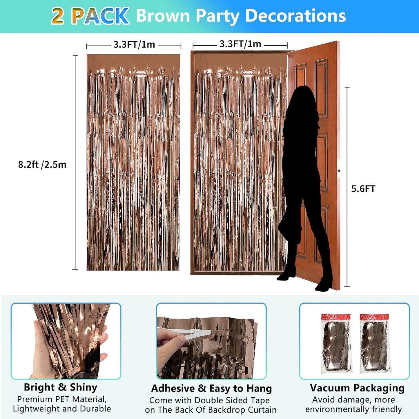 2 Pack Foil Curtain Backdrop Curtains Silver Tinsel Door Streamers Birthday Party Decorations Photo Booth Props for Disco Party Graduation Wedding Baby Shower Bachelorette Christmas Gender Reveal
