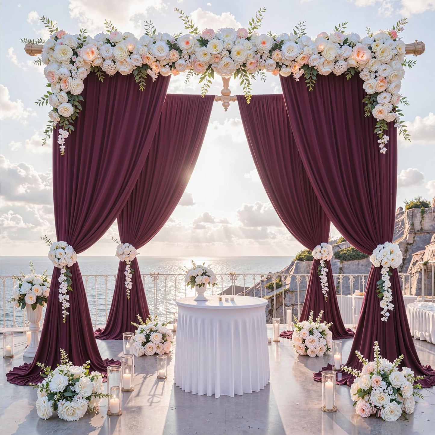 10 ft x 10 ft Wrinkle Free White Backdrop Curtains for Wedding Parties, Polyester Photography Backdrop Drapes for Birthday Parties Stage Backdrop Stand, 2 Panels 5x10FT Background Curtains