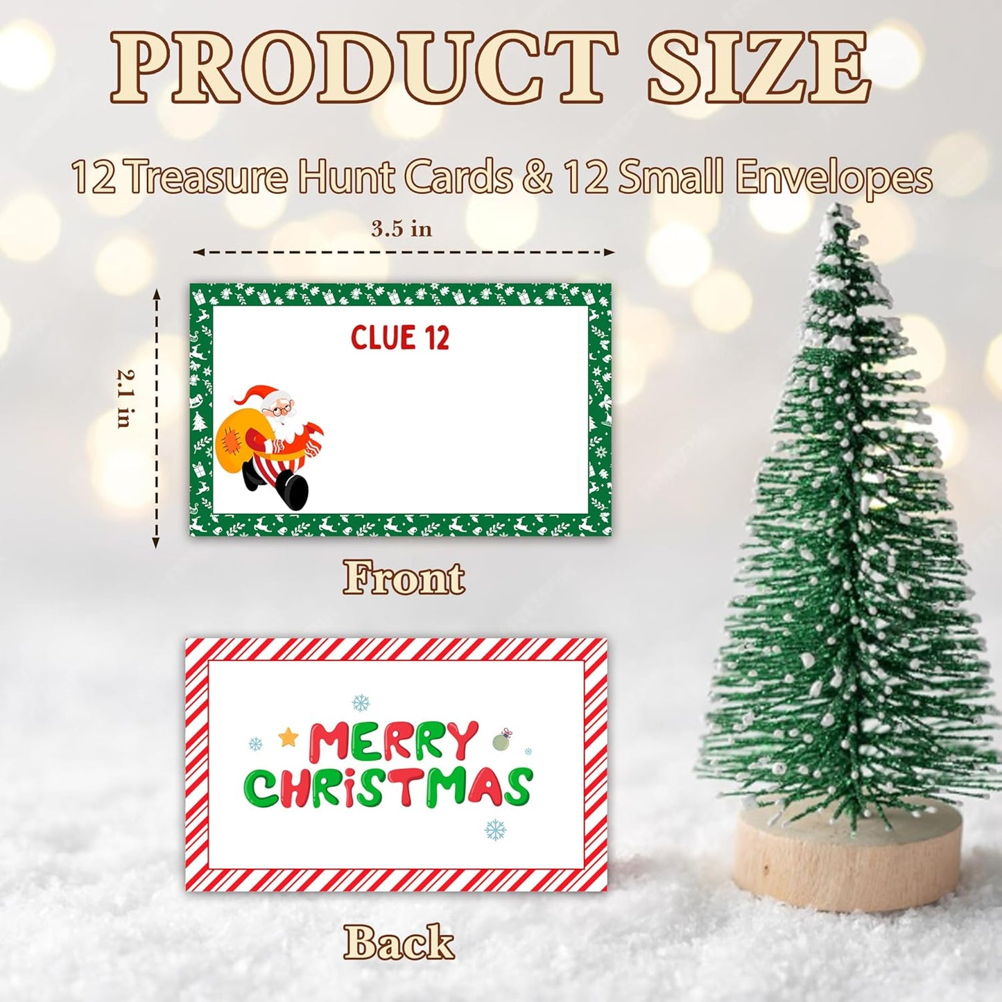 Christmas Treasure Hunt Clue Game, Winter Xmas Scavenger Games for Adults, Merry Christmas Party Activities, Santa Holiday Xmas Party Supplies (12 Cards with 12 Colorful Envelopes) -04
