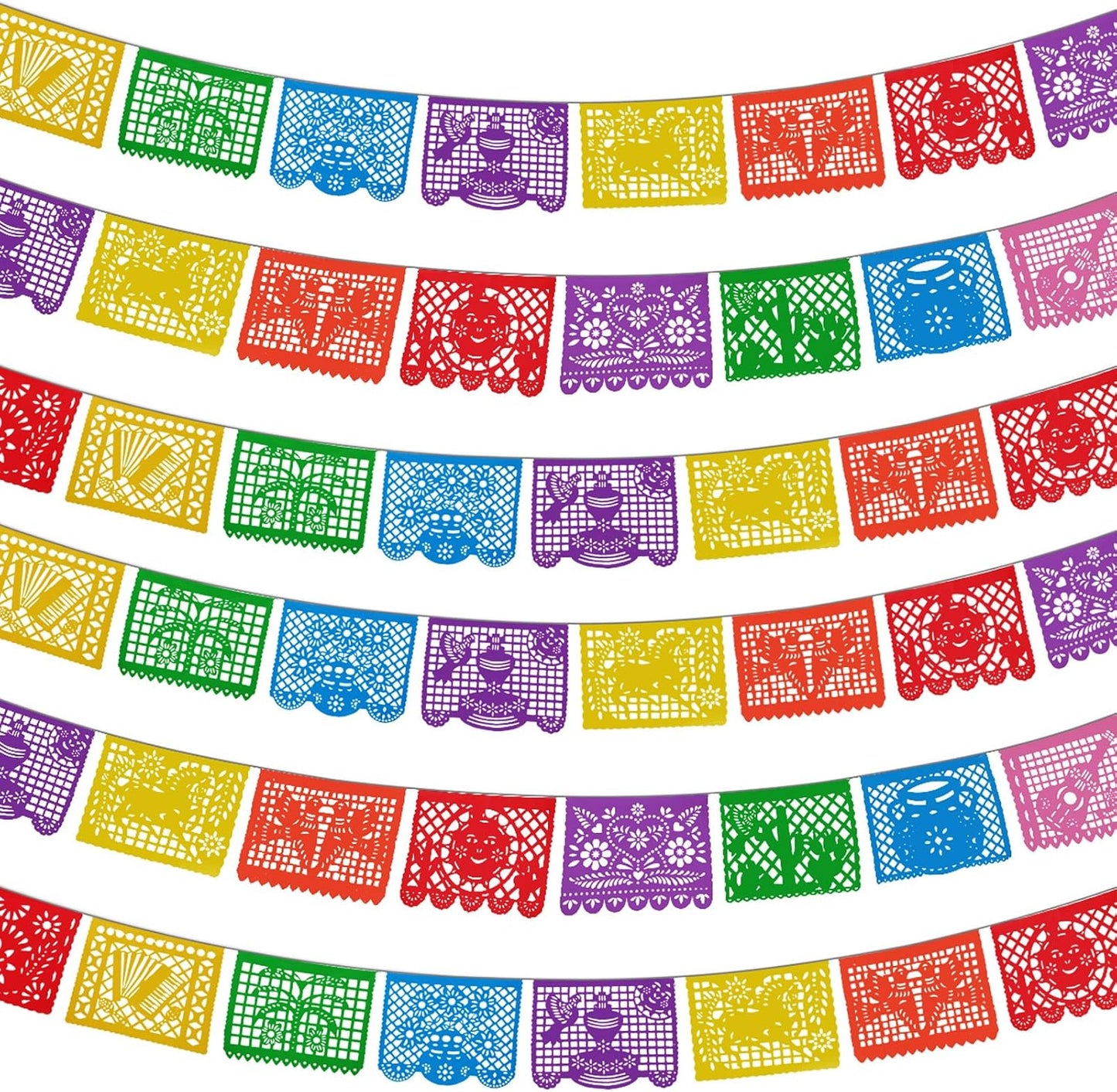 6 Packs 108 Ft Fiesta Party Decorations Mexican Party Banners Papel Picado Banners Cinco De Mayo Decorations Dia De Los Muertos Decor Mexico Halloween Banner Birthday Party Decorations (6pack Banners) (6 Packs Banner)