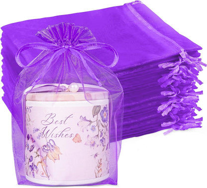 Crweety 50 Pcs Organza Bags 6x9 Inch White, Large Mesh Gift Bags Drawstring, Jewelry Pouches Treat Sachet Goodie Mesh Bag Drawstring for Wedding Party Favors Baby Shower & Mothers Day Gifts