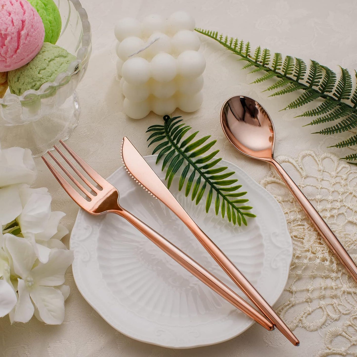 SUT 150Pcs Silver Plastic Silverware, Silver Disposable Cutlery, Heavy Duty Disposable Silverware, Plastic Utensils Include 50 Plastic Forks, 50 Plastic Spoons, 50 Plastic Knives