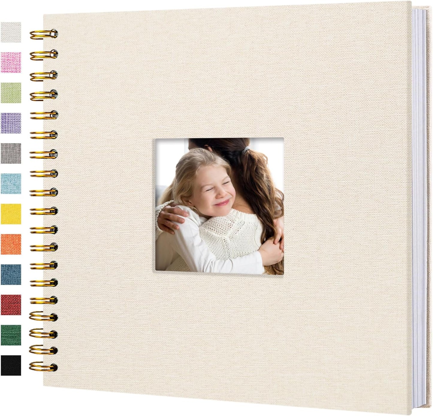 8 x 8 Inch Scrapbook Photo Album Linen Cover 20 Sheets/ 40 Pages, Hardcover Kraft White Pages Memory Book, for Travel Wedding Guest Book Christmas Baby Shower Fits 4x6 & Instant Photos, Beige