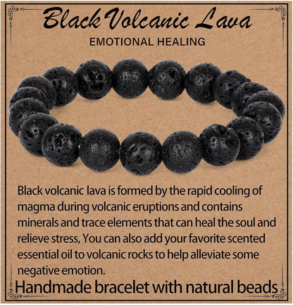 LPBeads Handmade Natural Gemstone Stretch Elastic Bracelet Healing Crystal Round Stone Beads Jewelry Gifts for Women Men