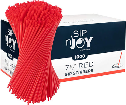 Crystalware, Plastic Stir Straw, Sip Stirrer, For Coffee and Cocktail, 7 1/2 Inches 1000/Box, Black