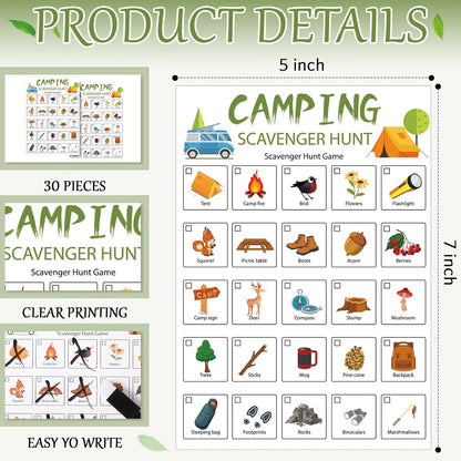 Hoolerry 30 Pcs Nature Scavenger Hunt for Kids Road Trip Game Car Spring Summer Easter Scavenger Hunt Cards Travel Activities Camping Games Outdoor Indoor Seek Activity for Kids Adults(Nature)